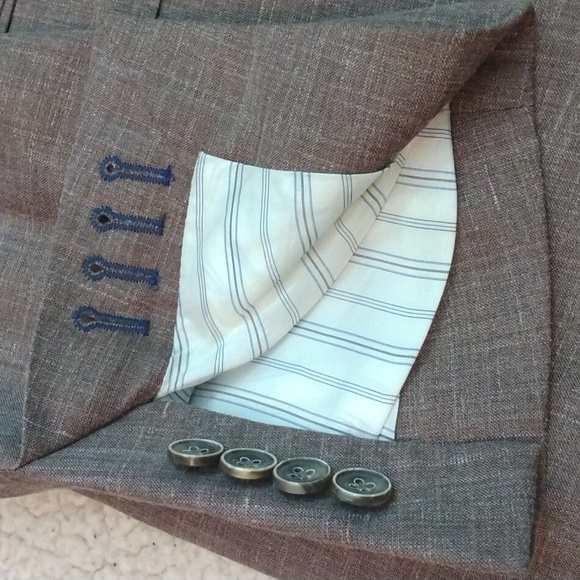 Like New J Hilburn Custom Made Light Brown Wool/Silk/Linen Summer Jacket 42R* - Picture 7 of 16